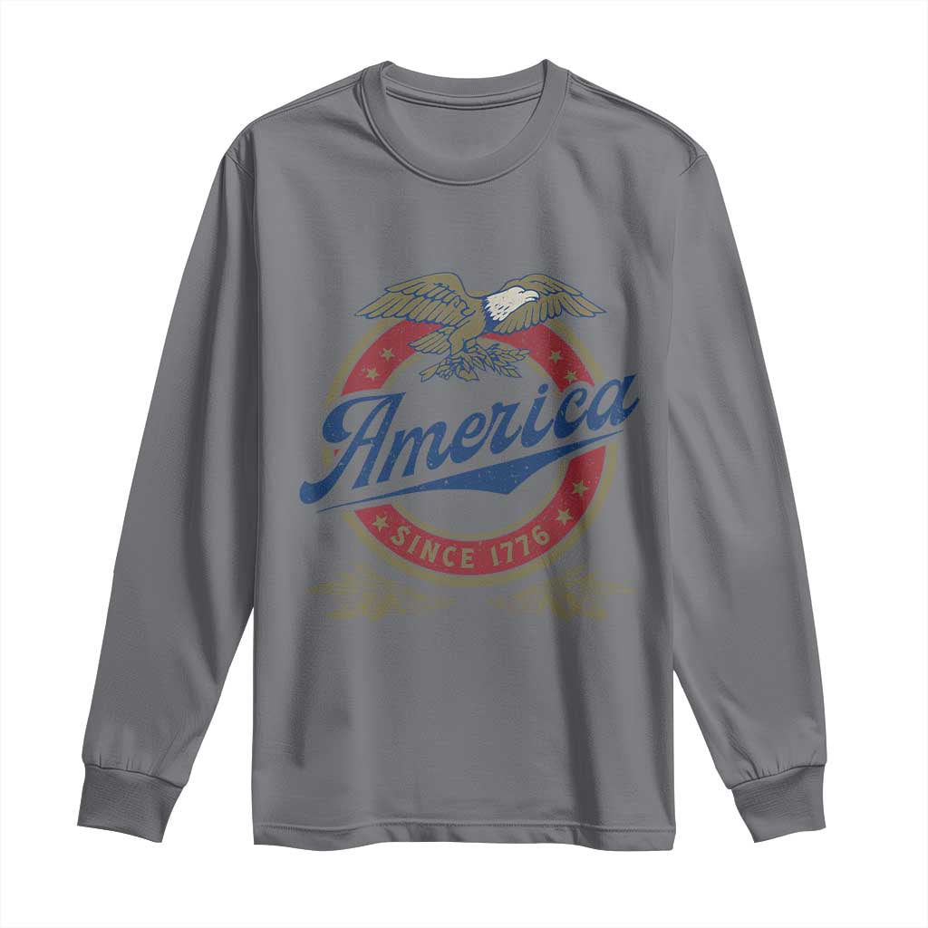 America Since 1776 Long Sleeve Shirt 4th of July Retro Vintage Patriotic Eagle Pride - Wonder Print Shop