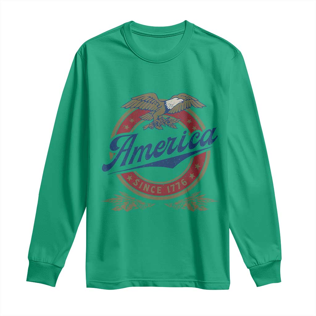 America Since 1776 Long Sleeve Shirt 4th of July Retro Vintage Patriotic Eagle Pride - Wonder Print Shop