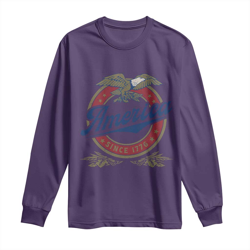 America Since 1776 Long Sleeve Shirt 4th of July Retro Vintage Patriotic Eagle Pride - Wonder Print Shop