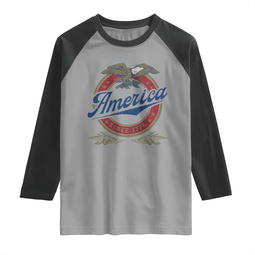 America Since 1776 Raglan Shirt 4th of July Retro Vintage Patriotic Eagle Pride - Wonder Print Shop