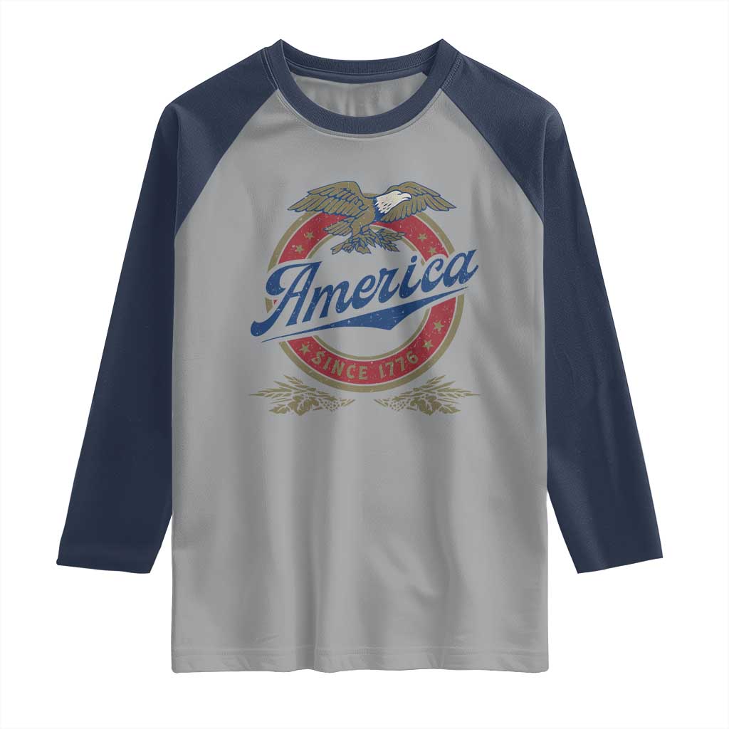 America Since 1776 Raglan Shirt 4th of July Retro Vintage Patriotic Eagle Pride - Wonder Print Shop