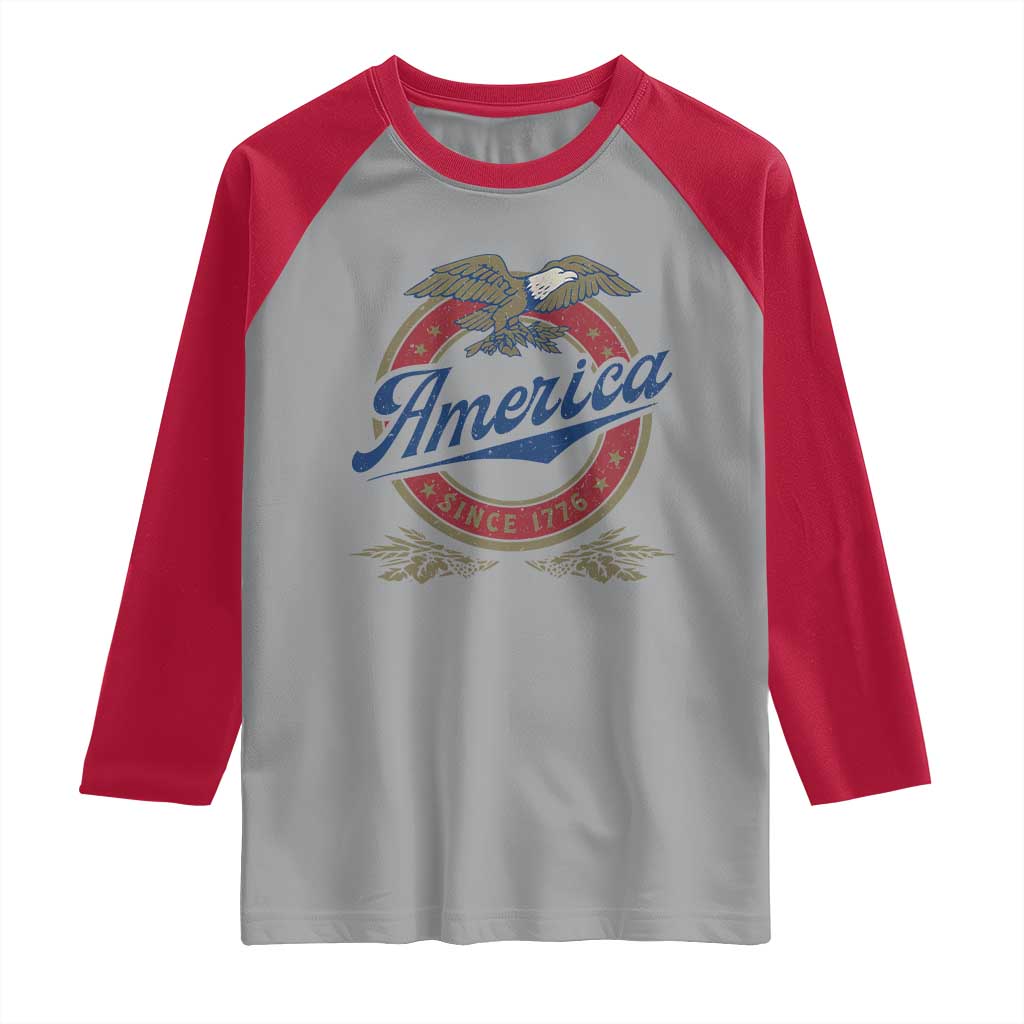 America Since 1776 Raglan Shirt 4th of July Retro Vintage Patriotic Eagle Pride - Wonder Print Shop