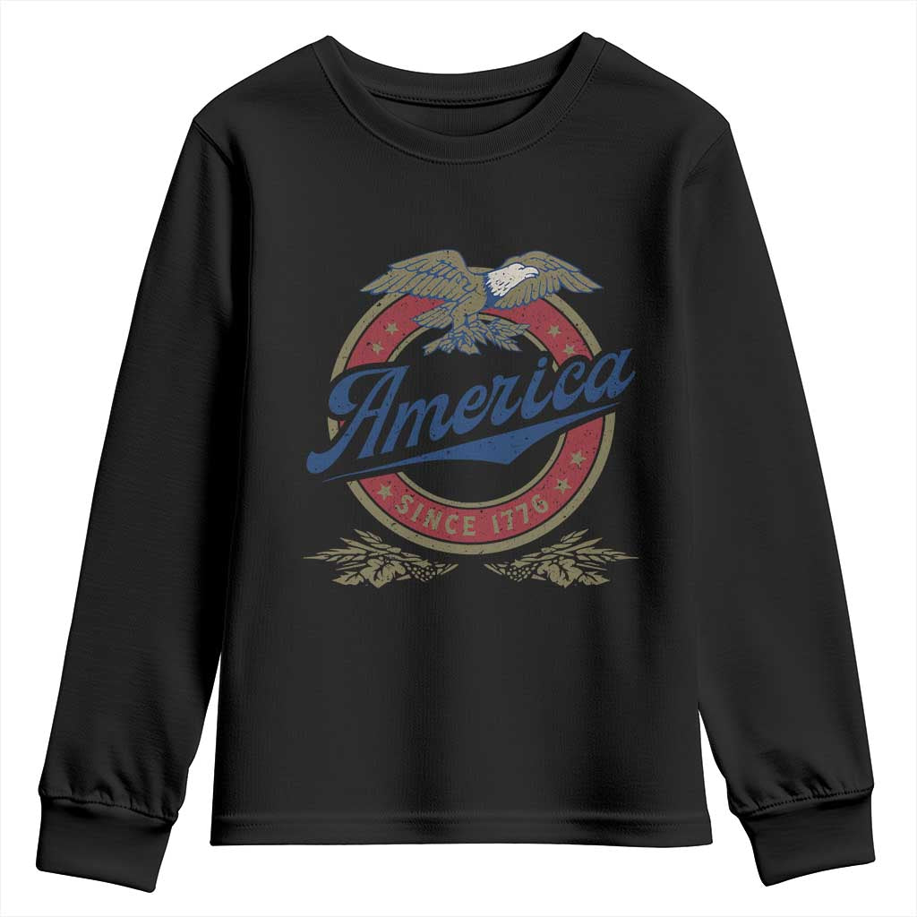 America Since 1776 Youth Sweatshirt 4th of July Retro Vintage Patriotic Eagle Pride - Wonder Print Shop
