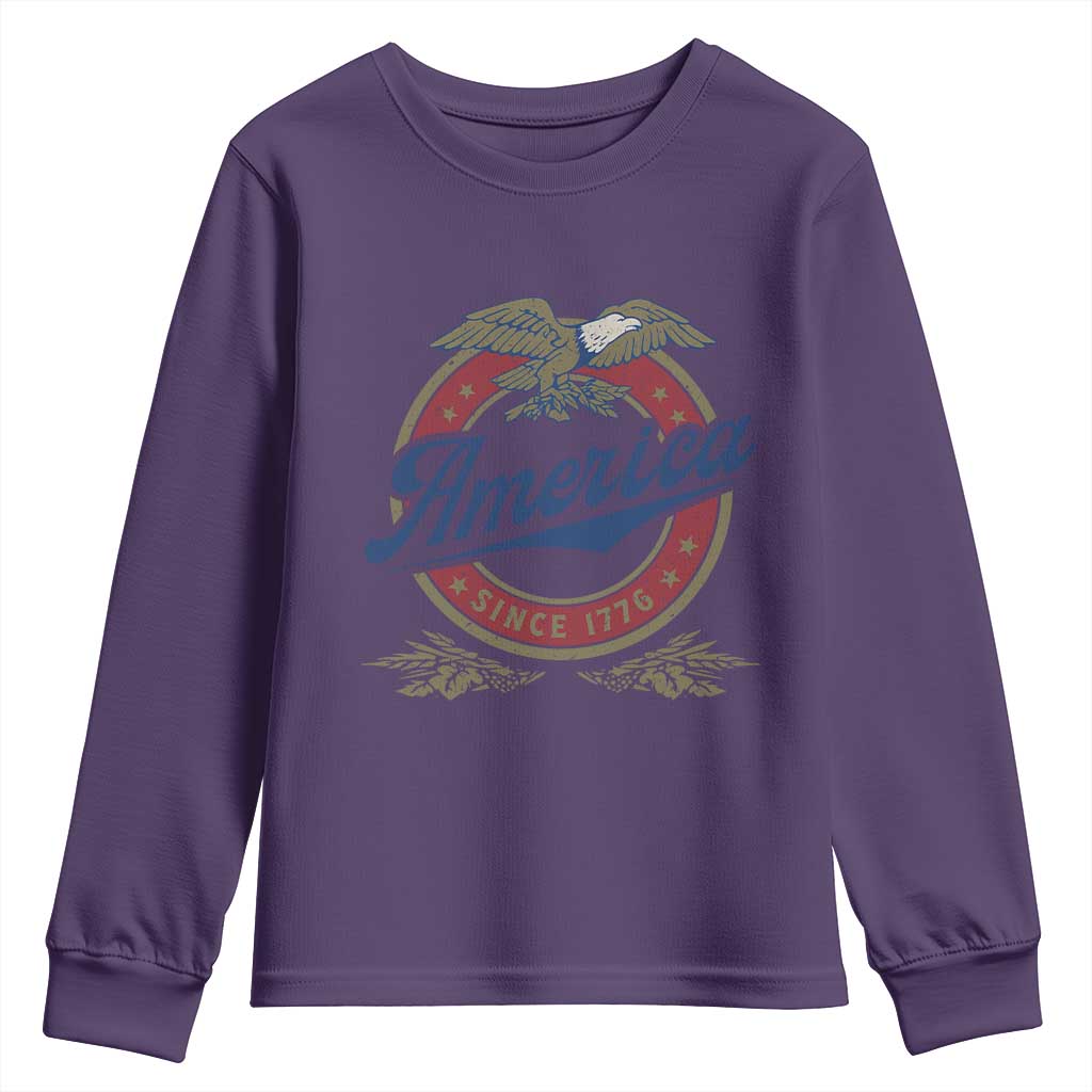 America Since 1776 Youth Sweatshirt 4th of July Retro Vintage Patriotic Eagle Pride - Wonder Print Shop