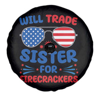 Will Trade Sister for Firecrackers Spare Tire Cover Funny 4th of July Patriotic Humor - Wonder Print Shop
