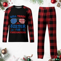 Will Trade Sister for Firecrackers Plaid Pajama Set Funny 4th of July Patriotic Humor - Wonder Print Shop