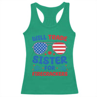 Will Trade Sister for Firecrackers Racerback Tank Top Funny 4th of July Patriotic Humor - Wonder Print Shop