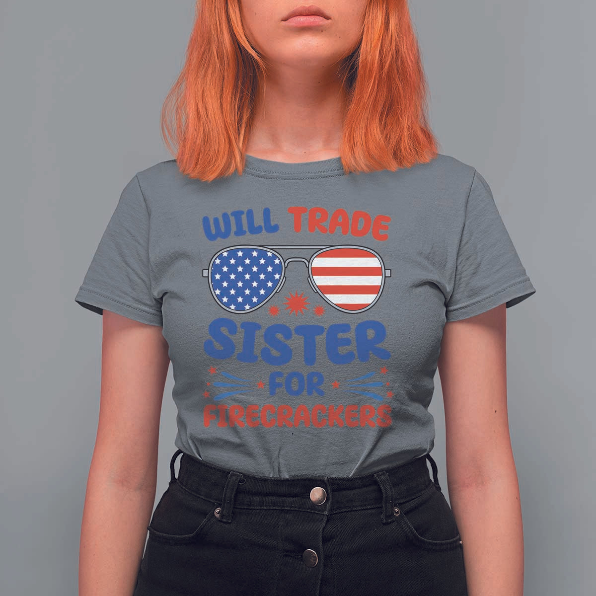 Will Trade Sister for Firecrackers T Shirt For Women Funny 4th of July Patriotic Humor - Wonder Print Shop