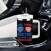Will Trade Sister for Firecrackers Tumbler With Handle Funny 4th of July Patriotic Humor - Wonder Print Shop