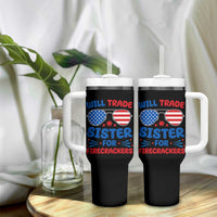 Will Trade Sister for Firecrackers Tumbler With Handle Funny 4th of July Patriotic Humor - Wonder Print Shop