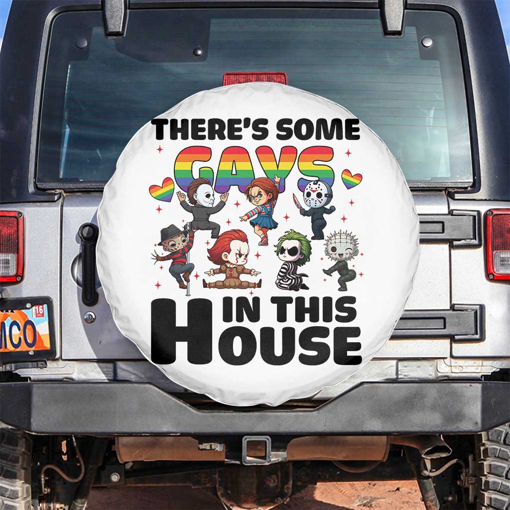 There's Some Gays in This House Spare Tire Cover Funny LGBTQ+ Horror Character Pride Mashup - Wonder Print Shop