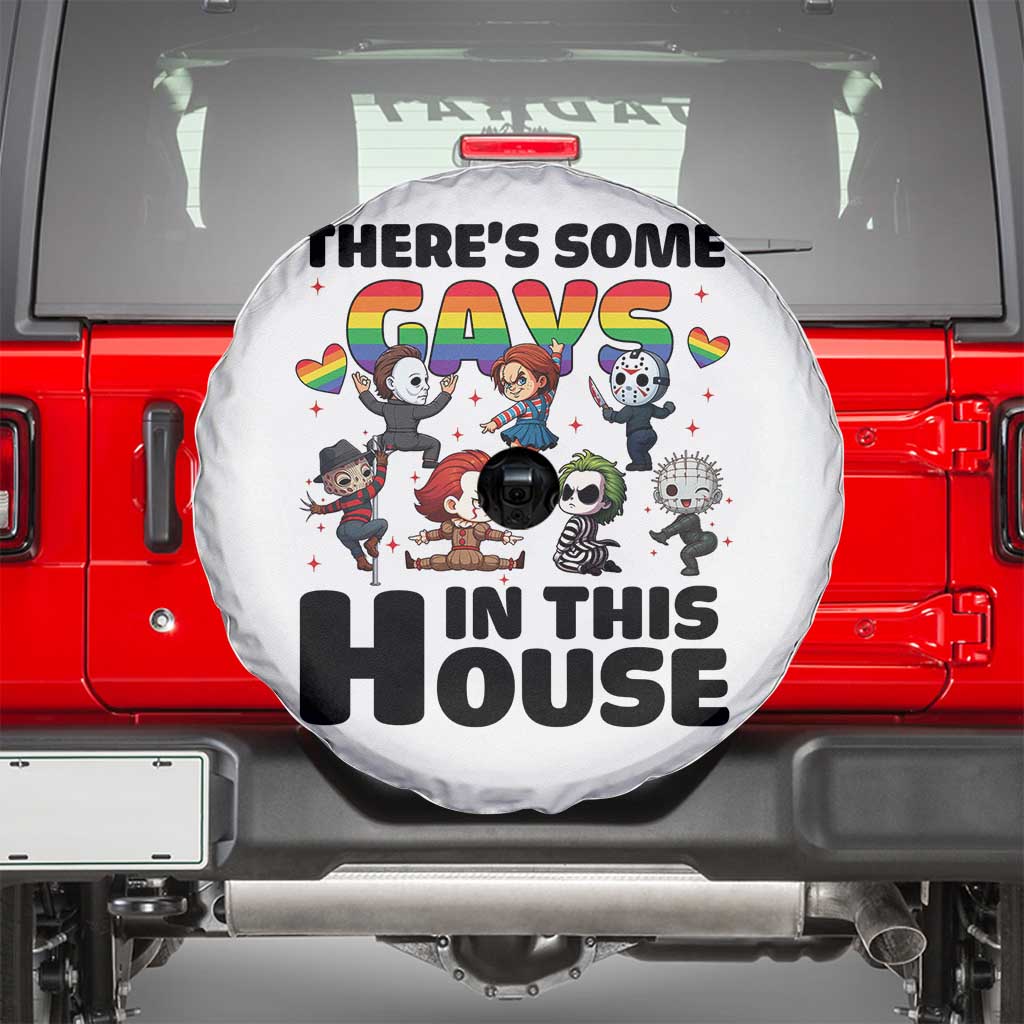 There's Some Gays in This House Spare Tire Cover Funny LGBTQ+ Horror Character Pride Mashup - Wonder Print Shop