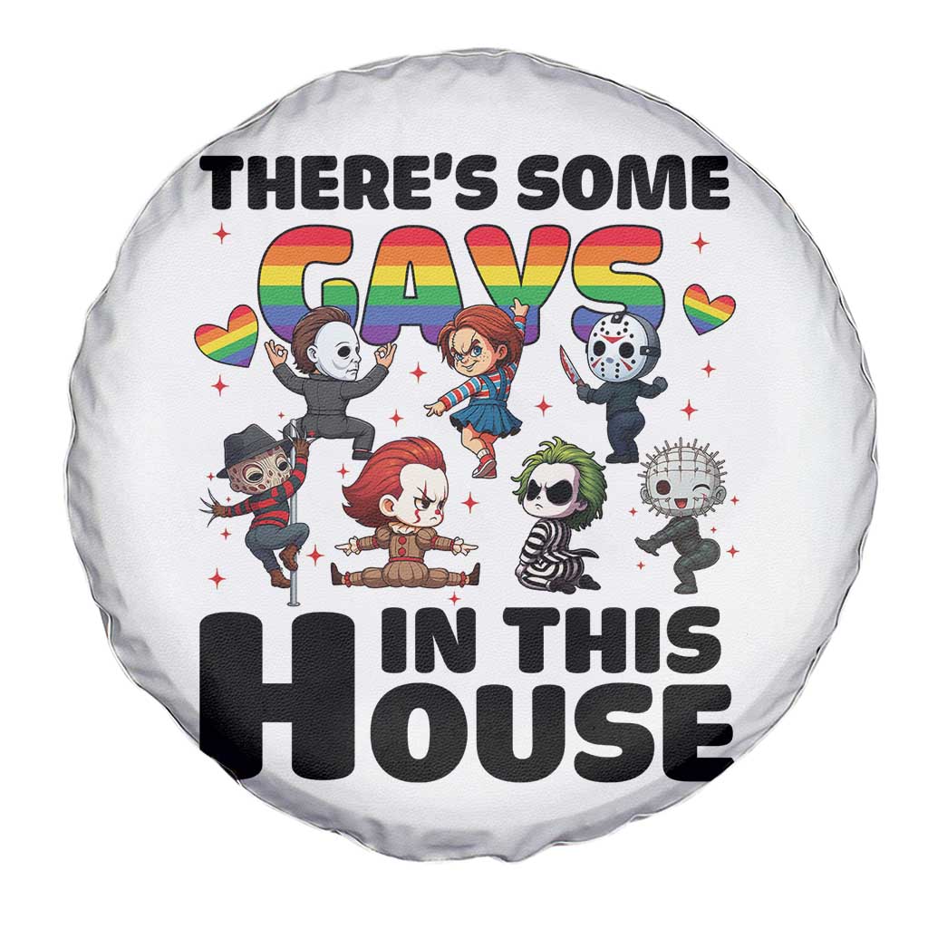 There's Some Gays in This House Spare Tire Cover Funny LGBTQ+ Horror Character Pride Mashup - Wonder Print Shop