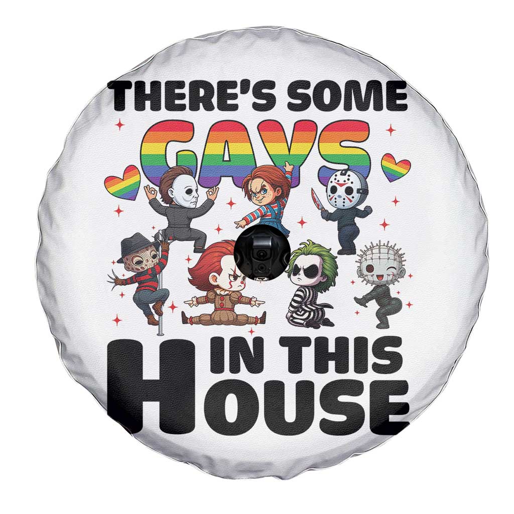 There's Some Gays in This House Spare Tire Cover Funny LGBTQ+ Horror Character Pride Mashup - Wonder Print Shop