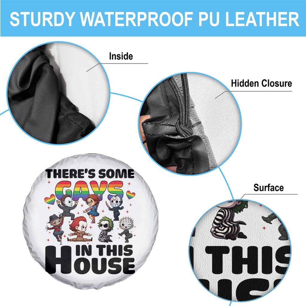 There's Some Gays in This House Spare Tire Cover Funny LGBTQ+ Horror Character Pride Mashup - Wonder Print Shop