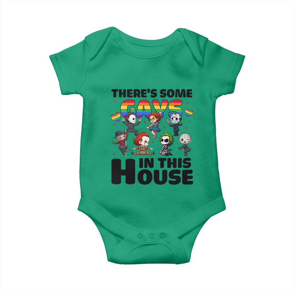 There's Some Gays in This House Baby Onesie Funny LGBTQ+ Horror Character Pride Mashup - Wonder Print Shop