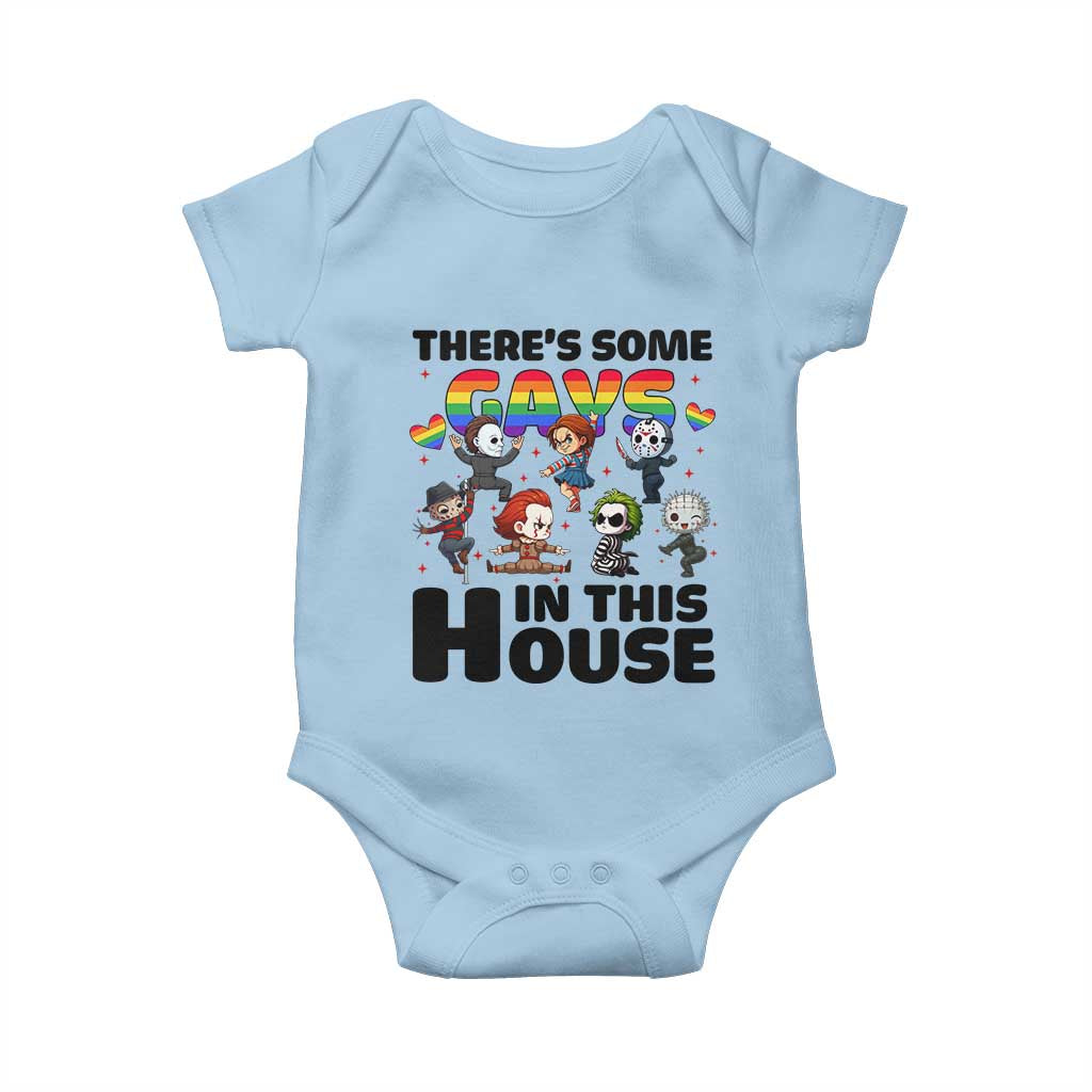 There's Some Gays in This House Baby Onesie Funny LGBTQ+ Horror Character Pride Mashup - Wonder Print Shop