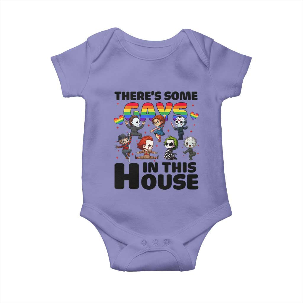 There's Some Gays in This House Baby Onesie Funny LGBTQ+ Horror Character Pride Mashup - Wonder Print Shop