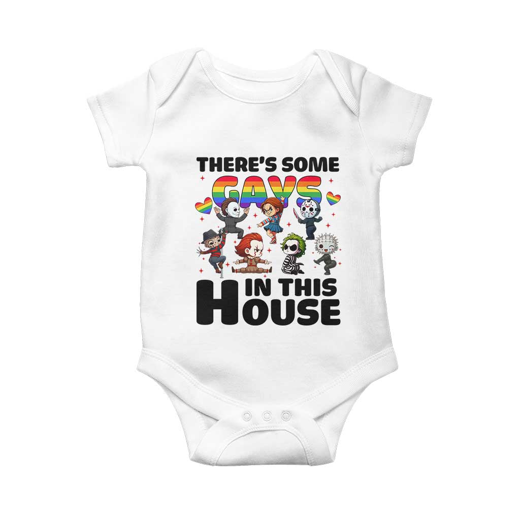 There's Some Gays in This House Baby Onesie Funny LGBTQ+ Horror Character Pride Mashup - Wonder Print Shop