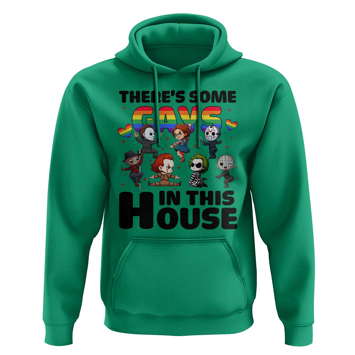 There's Some Gays in This House Hoodie Funny LGBTQ+ Horror Character Pride Mashup - Wonder Print Shop