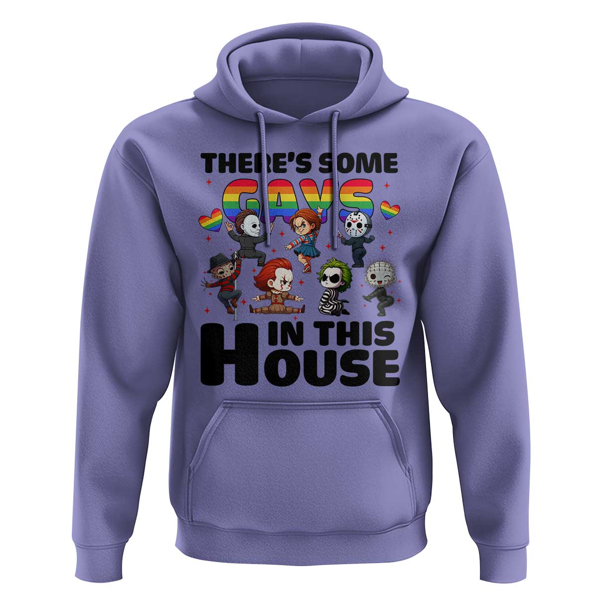 There's Some Gays in This House Hoodie Funny LGBTQ+ Horror Character Pride Mashup - Wonder Print Shop