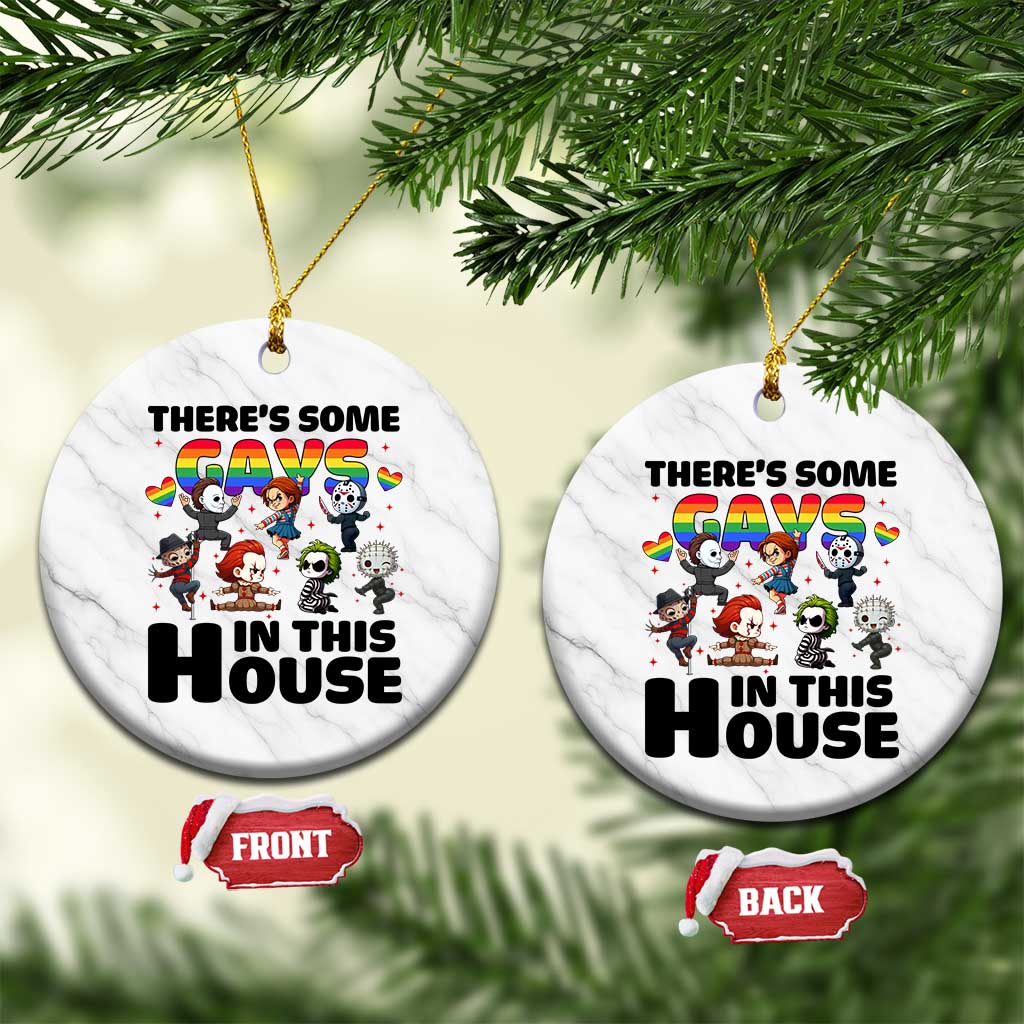 There's Some Gays in This House Ceramic Ornament Funny LGBTQ+ Horror Character Pride Mashup - Wonder Print Shop