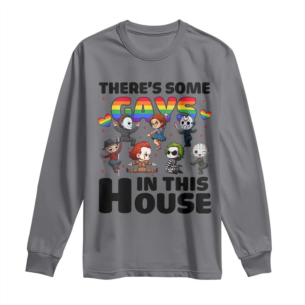 There's Some Gays in This House Long Sleeve Shirt Funny LGBTQ+ Horror Character Pride Mashup - Wonder Print Shop
