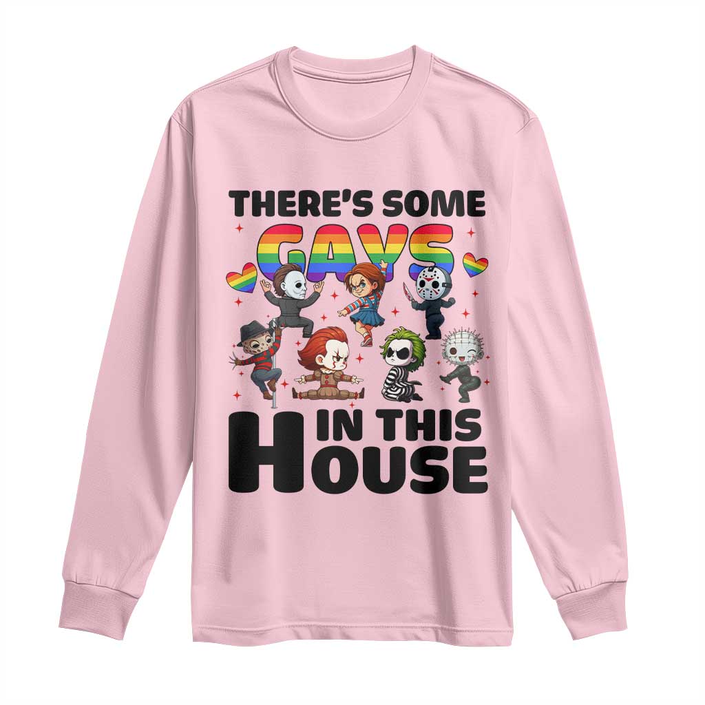 There's Some Gays in This House Long Sleeve Shirt Funny LGBTQ+ Horror Character Pride Mashup - Wonder Print Shop