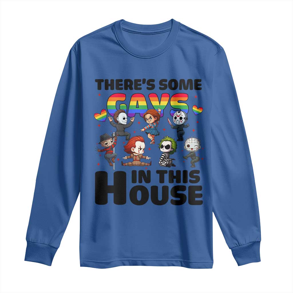 There's Some Gays in This House Long Sleeve Shirt Funny LGBTQ+ Horror Character Pride Mashup - Wonder Print Shop