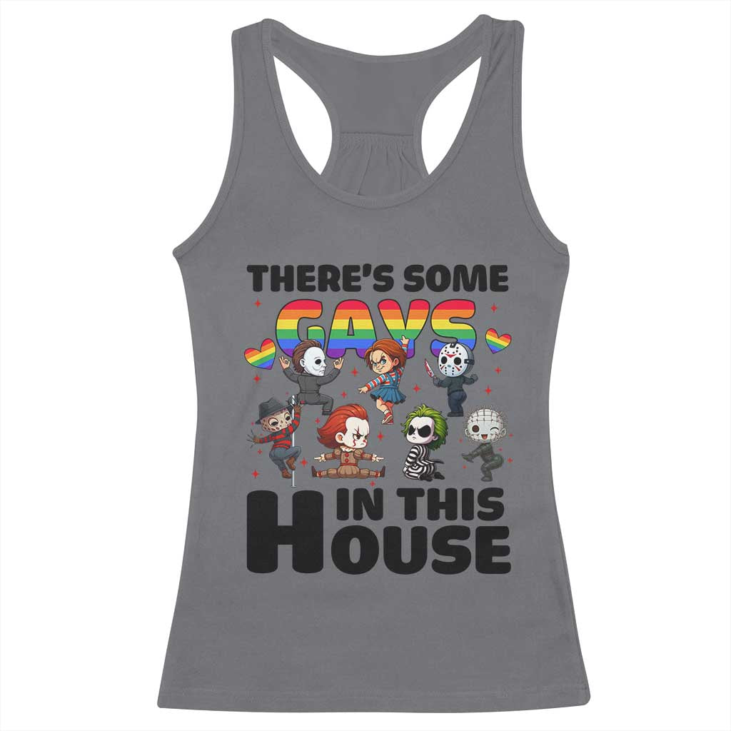 There's Some Gays in This House Racerback Tank Top Funny LGBTQ+ Horror Character Pride Mashup - Wonder Print Shop