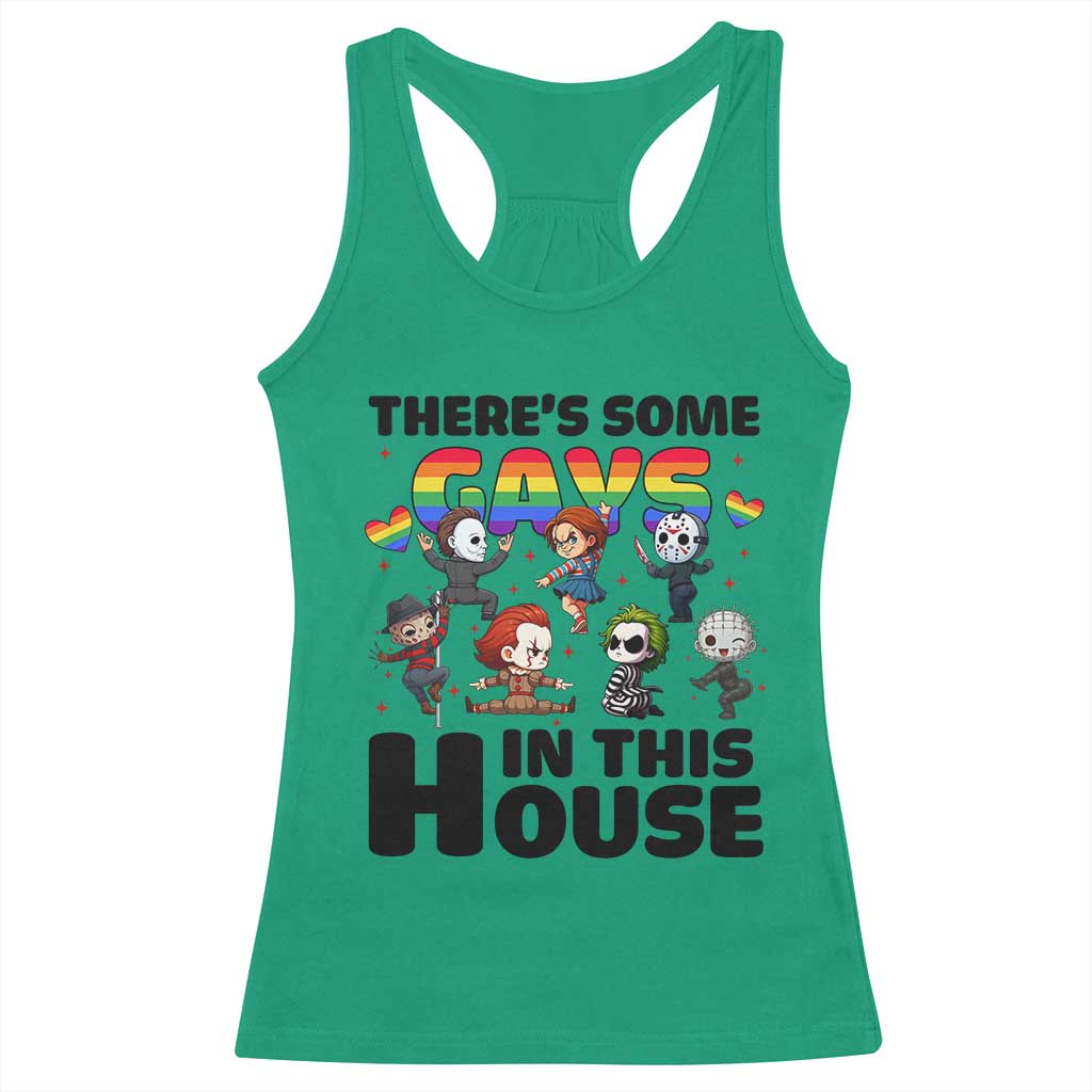 There's Some Gays in This House Racerback Tank Top Funny LGBTQ+ Horror Character Pride Mashup - Wonder Print Shop