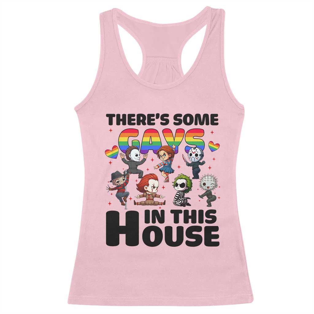 There's Some Gays in This House Racerback Tank Top Funny LGBTQ+ Horror Character Pride Mashup - Wonder Print Shop