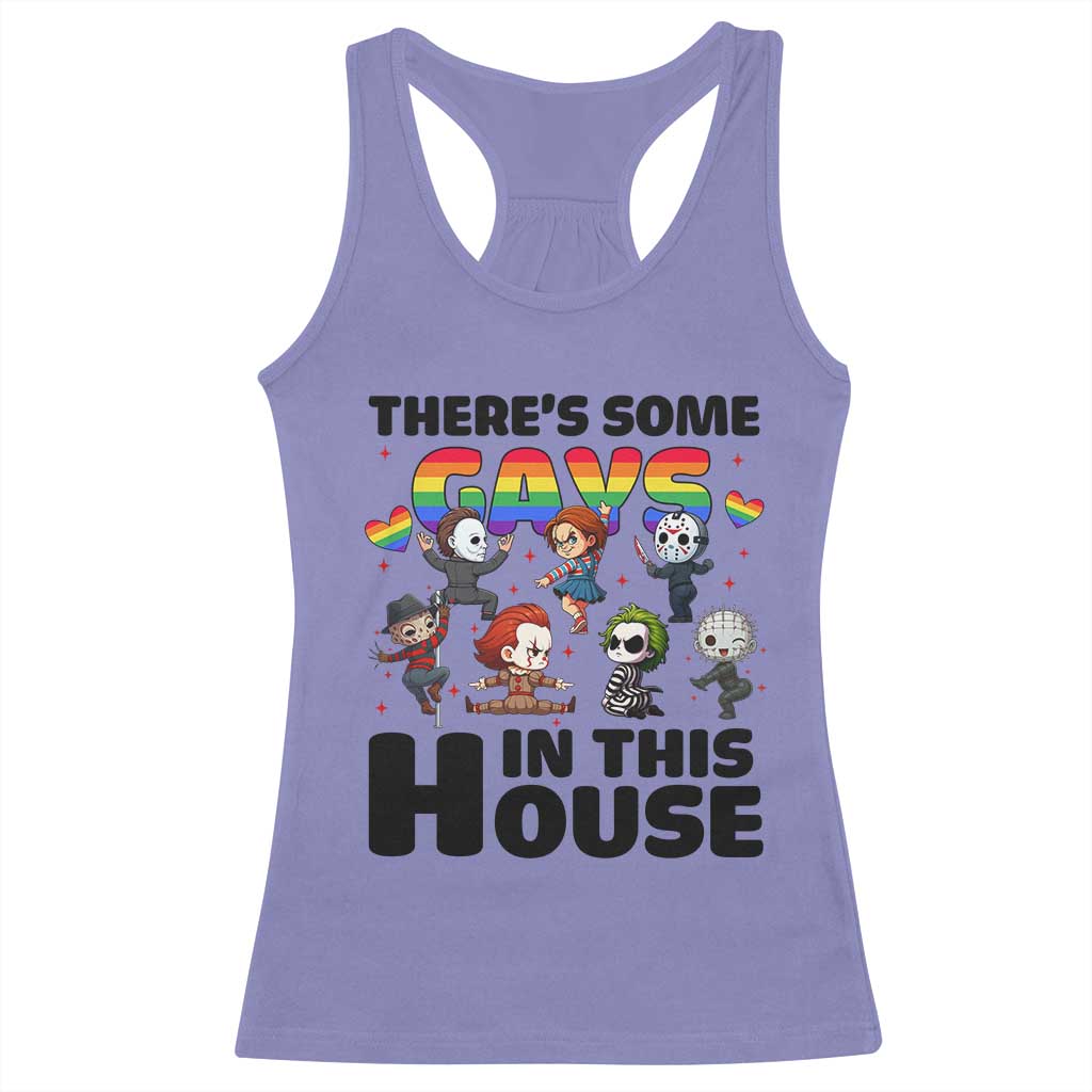 There's Some Gays in This House Racerback Tank Top Funny LGBTQ+ Horror Character Pride Mashup - Wonder Print Shop