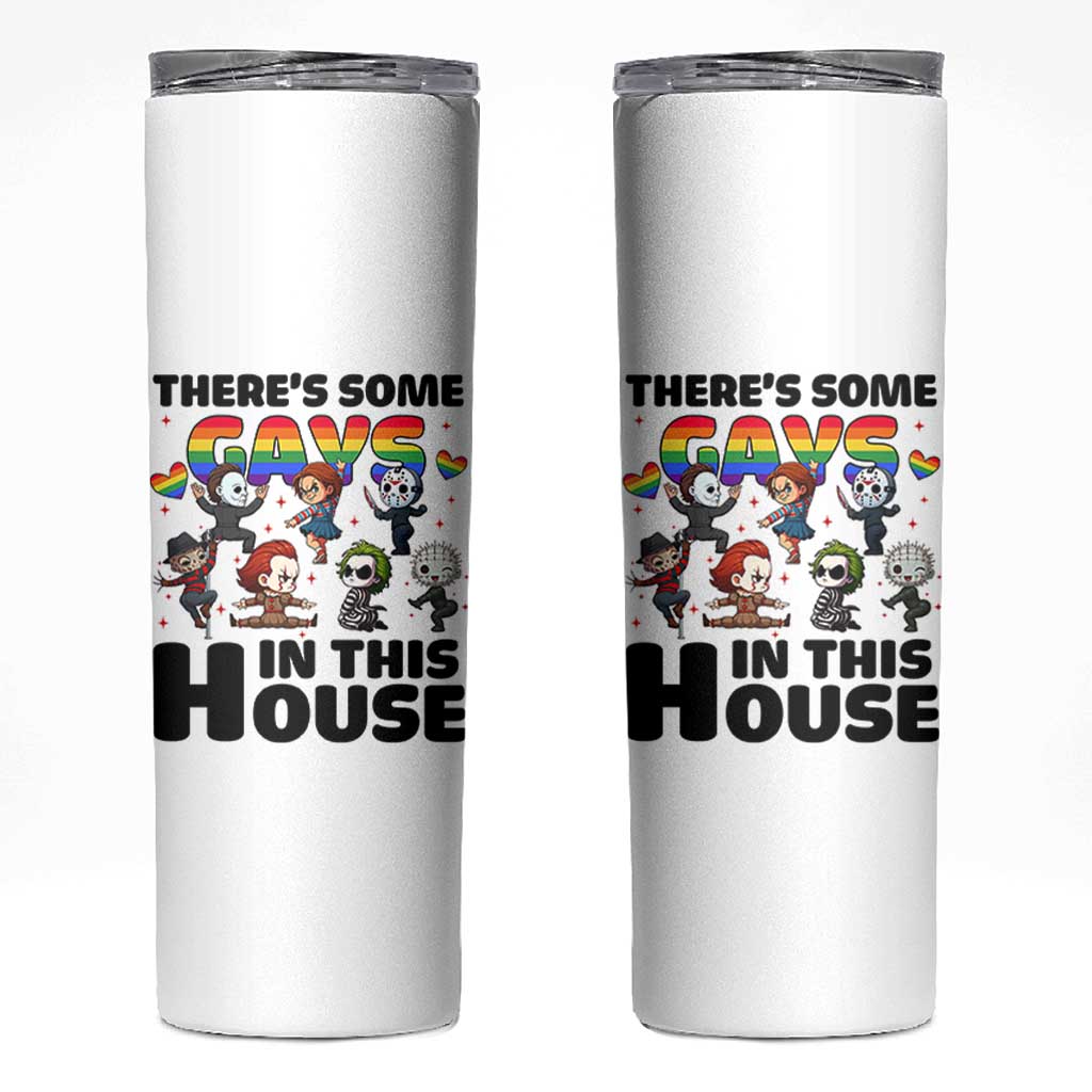 There's Some Gays in This House Skinny Tumbler Funny LGBTQ+ Horror Character Pride Mashup - Wonder Print Shop