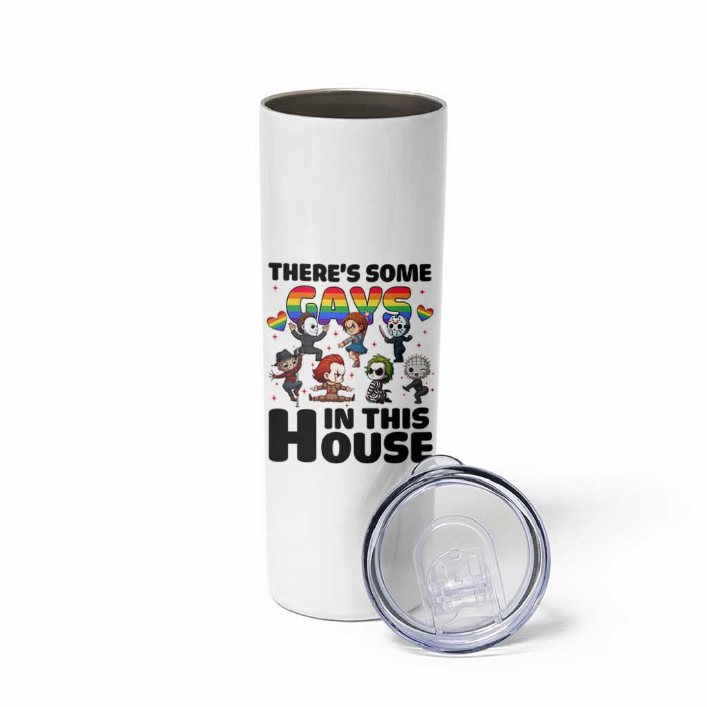 There's Some Gays in This House Skinny Tumbler Funny LGBTQ+ Horror Character Pride Mashup - Wonder Print Shop