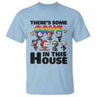 There's Some Gays in This House T Shirt Funny LGBTQ+ Horror Character Pride Mashup - Wonder Print Shop