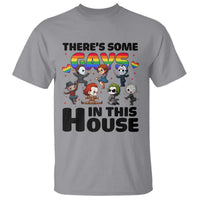 There's Some Gays in This House T Shirt Funny LGBTQ+ Horror Character Pride Mashup - Wonder Print Shop