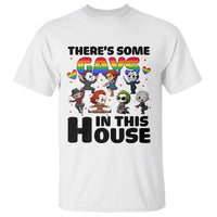 There's Some Gays in This House T Shirt Funny LGBTQ+ Horror Character Pride Mashup - Wonder Print Shop