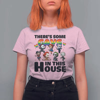 There's Some Gays in This House T Shirt For Women Funny LGBTQ+ Horror Character Pride Mashup - Wonder Print Shop