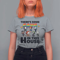 There's Some Gays in This House T Shirt For Women Funny LGBTQ+ Horror Character Pride Mashup - Wonder Print Shop
