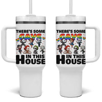 There's Some Gays in This House Tumbler With Handle Funny LGBTQ+ Horror Character Pride Mashup - Wonder Print Shop