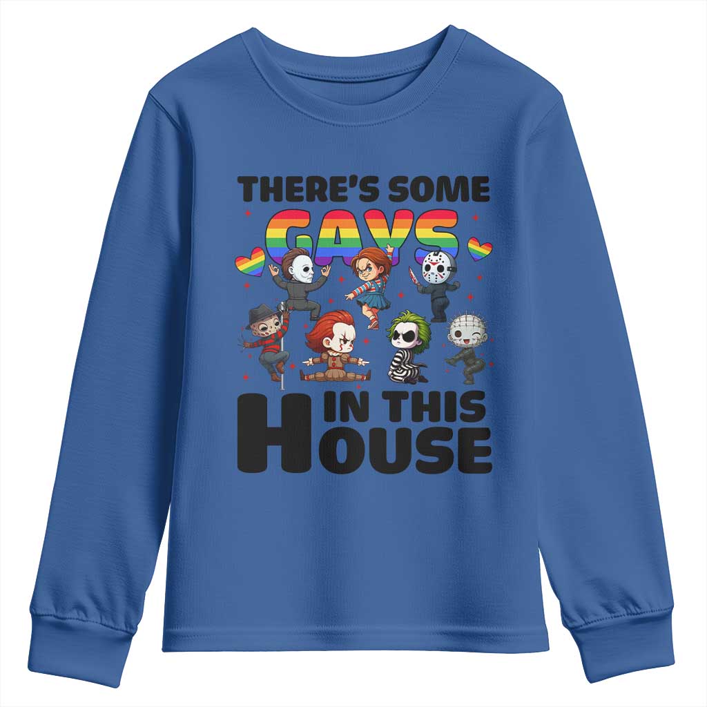 There's Some Gays in This House Youth Sweatshirt Funny LGBTQ+ Horror Character Pride Mashup - Wonder Print Shop