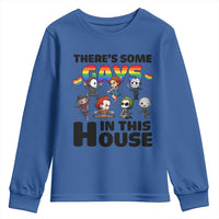 There's Some Gays in This House Youth Sweatshirt Funny LGBTQ+ Horror Character Pride Mashup - Wonder Print Shop