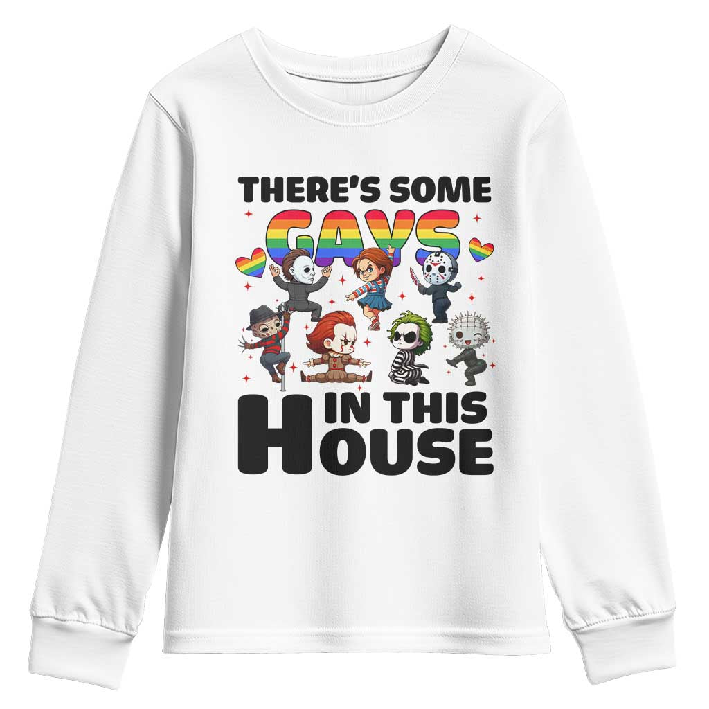 There's Some Gays in This House Youth Sweatshirt Funny LGBTQ+ Horror Character Pride Mashup - Wonder Print Shop