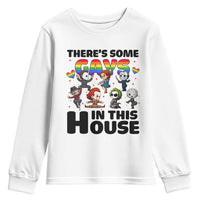 There's Some Gays in This House Youth Sweatshirt Funny LGBTQ+ Horror Character Pride Mashup - Wonder Print Shop