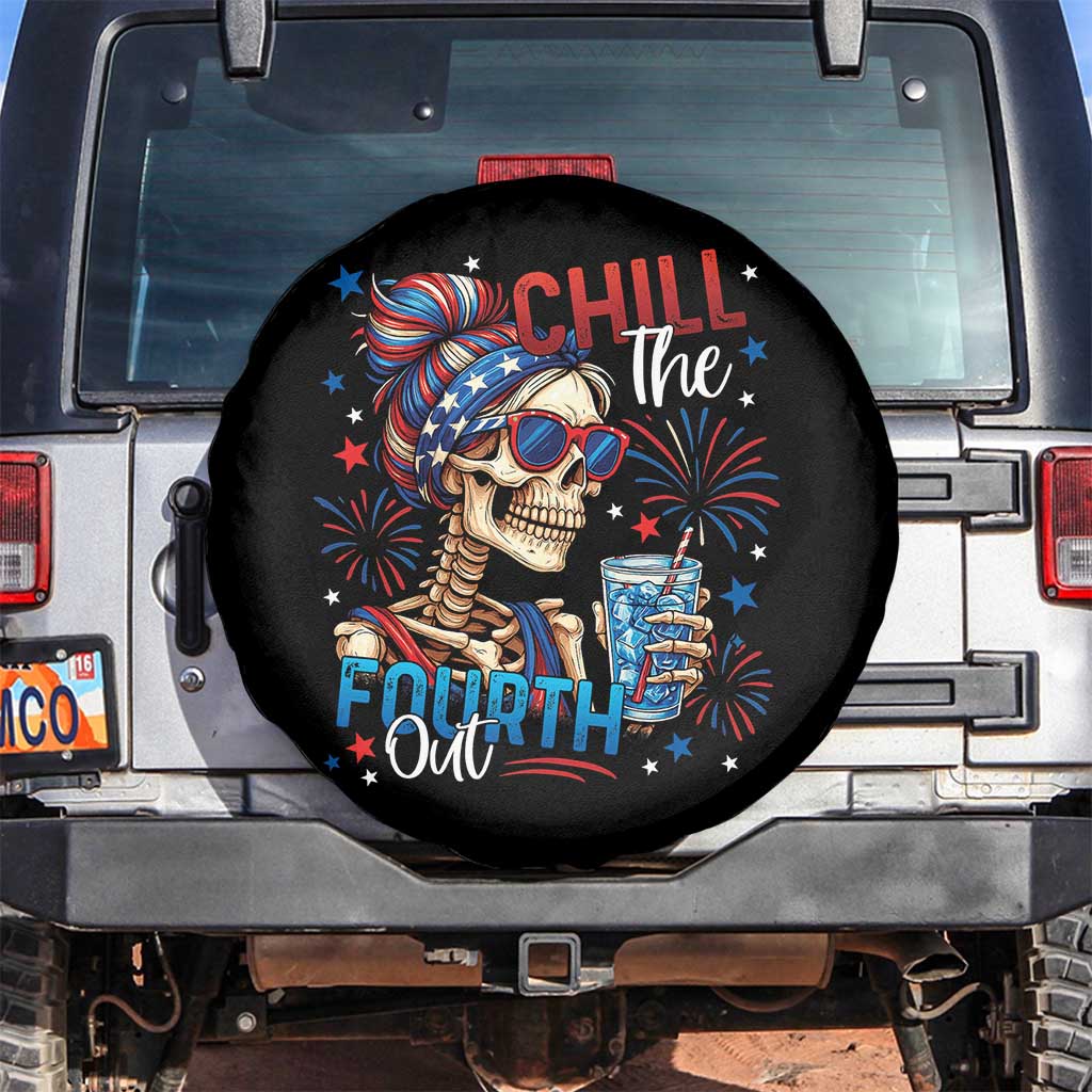 Chill the Fourth Out Skeleton Spare Tire Cover Funny Patriotic 4th of July Fireworks Party - Wonder Print Shop
