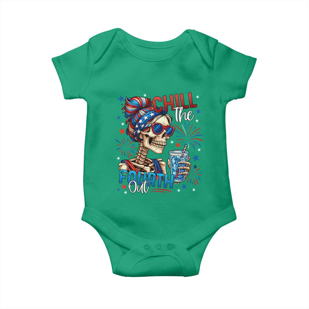 Chill the Fourth Out Skeleton Baby Onesie Funny Patriotic 4th of July Fireworks Party - Wonder Print Shop