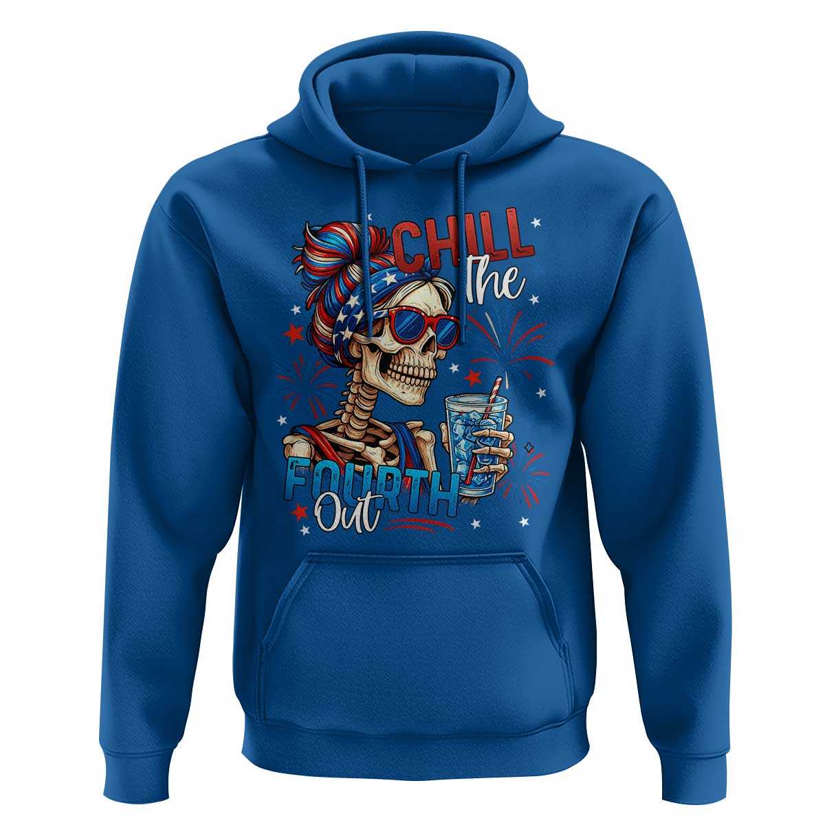Chill the Fourth Out Skeleton Hoodie Funny Patriotic 4th of July Fireworks Party - Wonder Print Shop