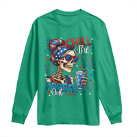 Chill the Fourth Out Skeleton Long Sleeve Shirt Funny Patriotic 4th of July Fireworks Party - Wonder Print Shop