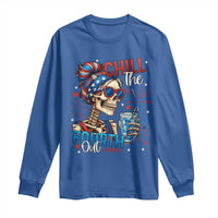Chill the Fourth Out Skeleton Long Sleeve Shirt Funny Patriotic 4th of July Fireworks Party - Wonder Print Shop